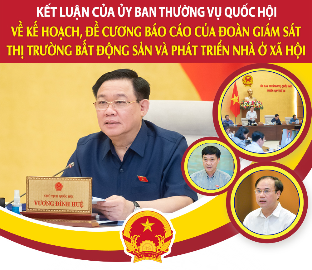 KẾT LUẬN CỦA UBTVQH VỀ KẾ HOẠCH VÀ ĐỀ CƯƠNG BÁO CÁO CỦA ĐOÀN GIÁM SÁT CHUYÊN ĐỀ VỀ THỊ TRƯỜNG BẤT ĐỘNG SẢN VÀ PHÁT TRIỂN NHÀ Ở XÃ HỘI